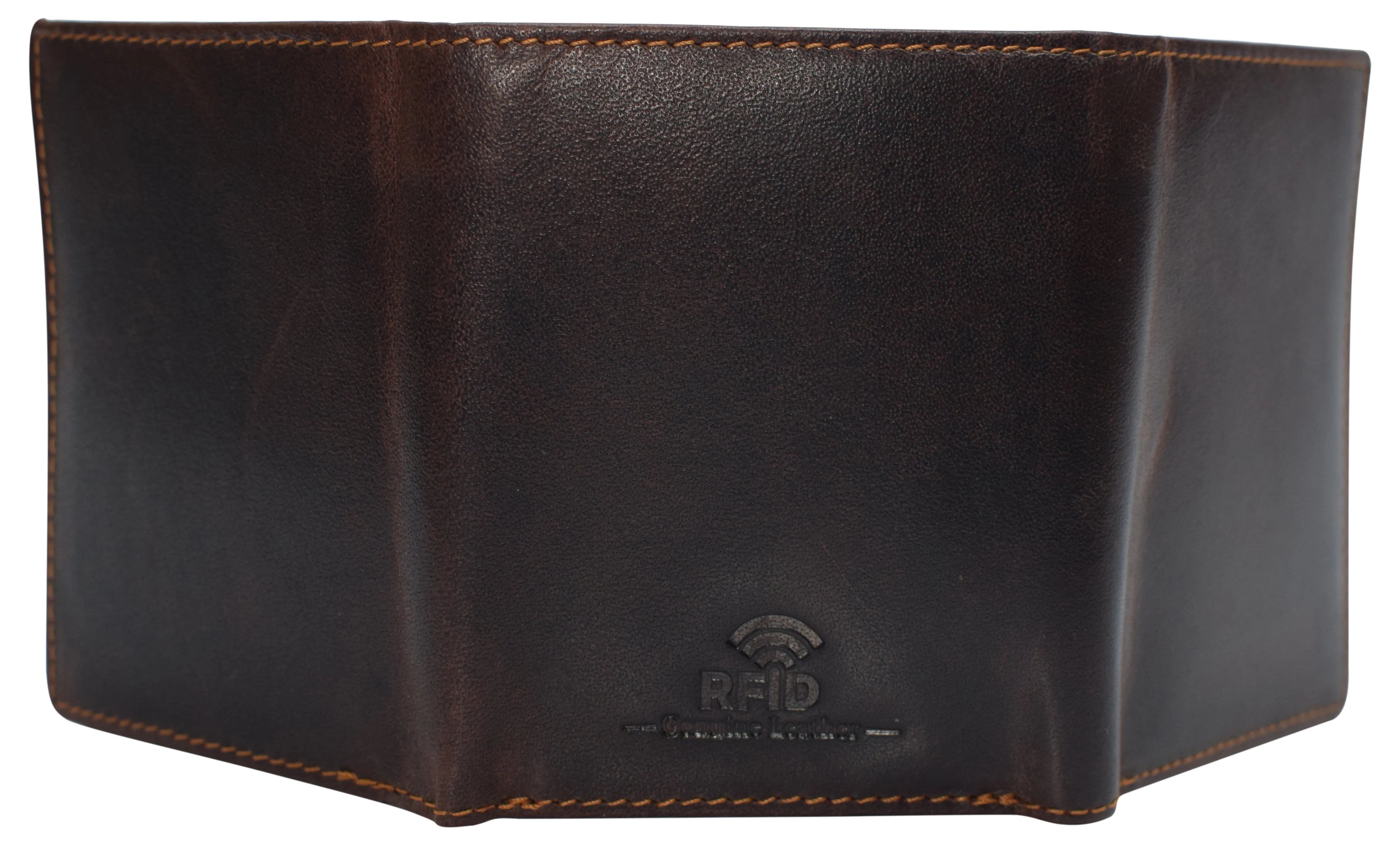 Real Buffalo Leather Wallets for Men - RFID Blocking Slim Trifold Wallet with Card Slots