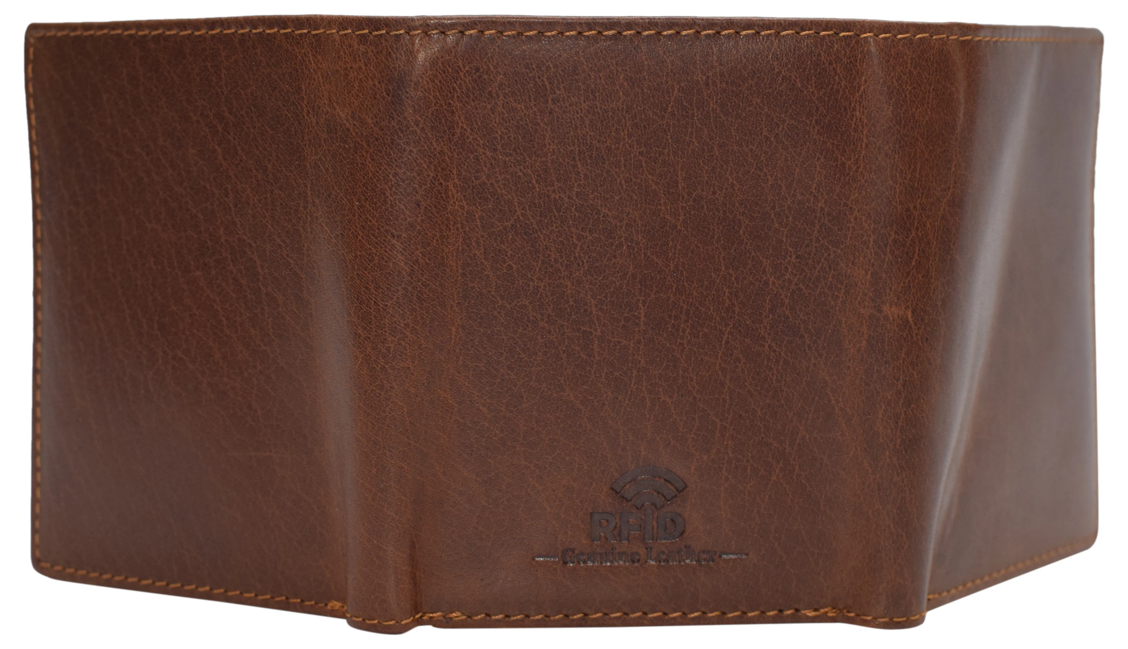 Real Buffalo Leather Wallets for Men - RFID Blocking Slim Trifold Wallet with Card Slots