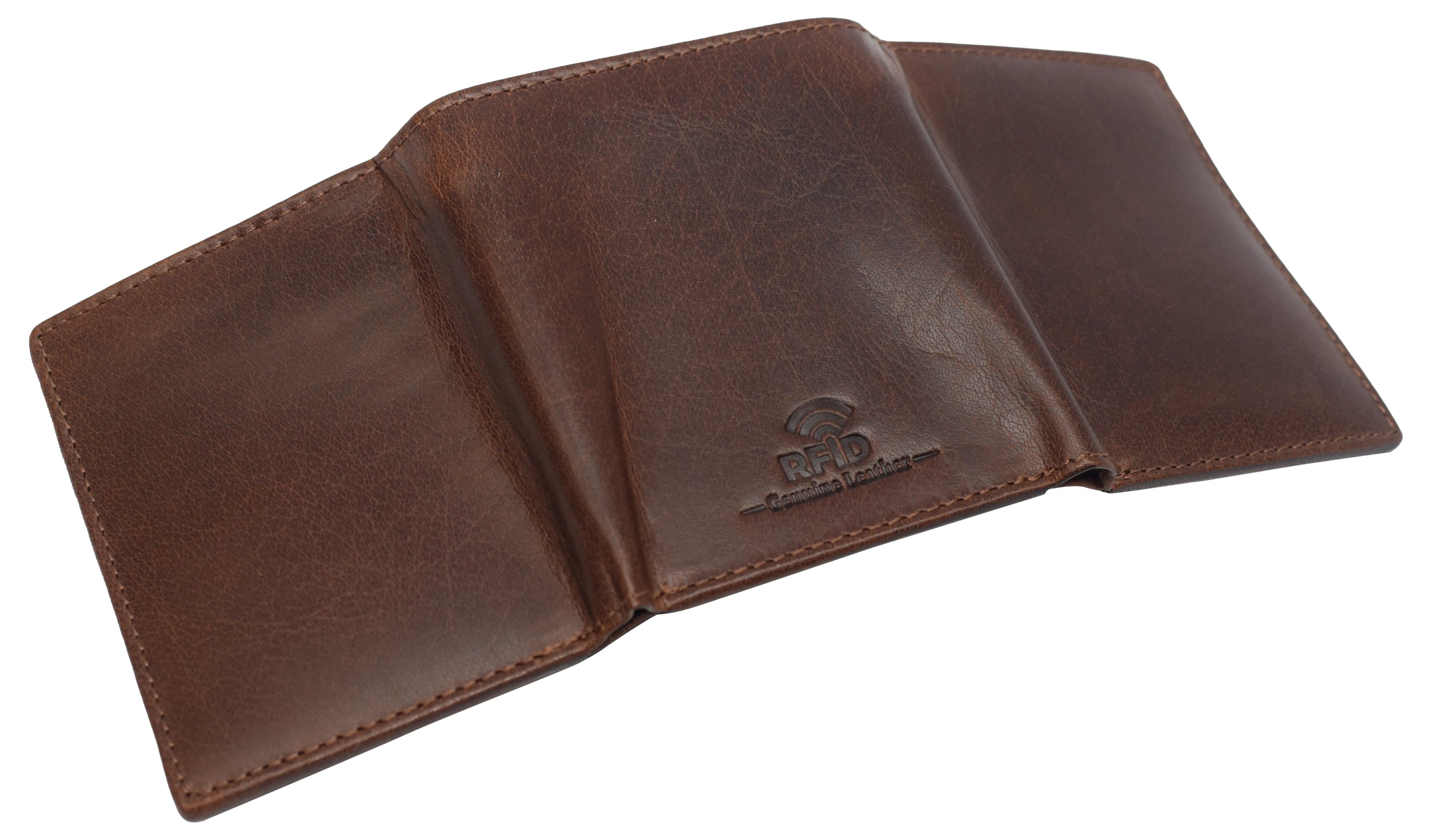 Real Buffalo Leather Wallets for Men - RFID Blocking Slim Trifold Wallet with Card Slots