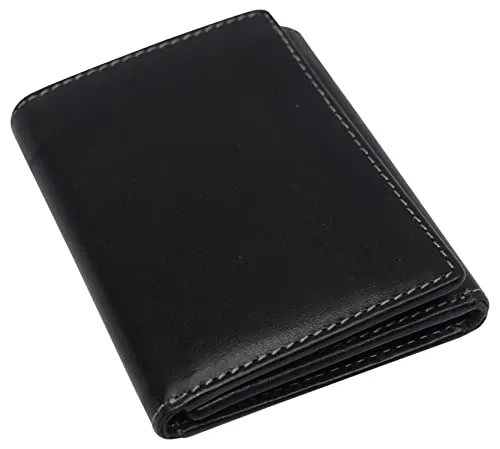 Real Buffalo Leather Wallets for Men - RFID Blocking Slim Trifold Wallet with Card Slots