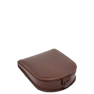 Real Leather Classic Coin Tray Wallet Small Pouch Loose Change Purse AVT5 Brown