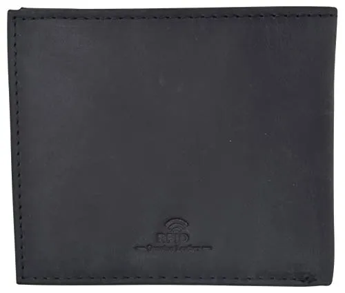 Real Leather Mens Bifold USA Wallet RFID Blocking Slim Minimalist Front Pocket ID Window US Design