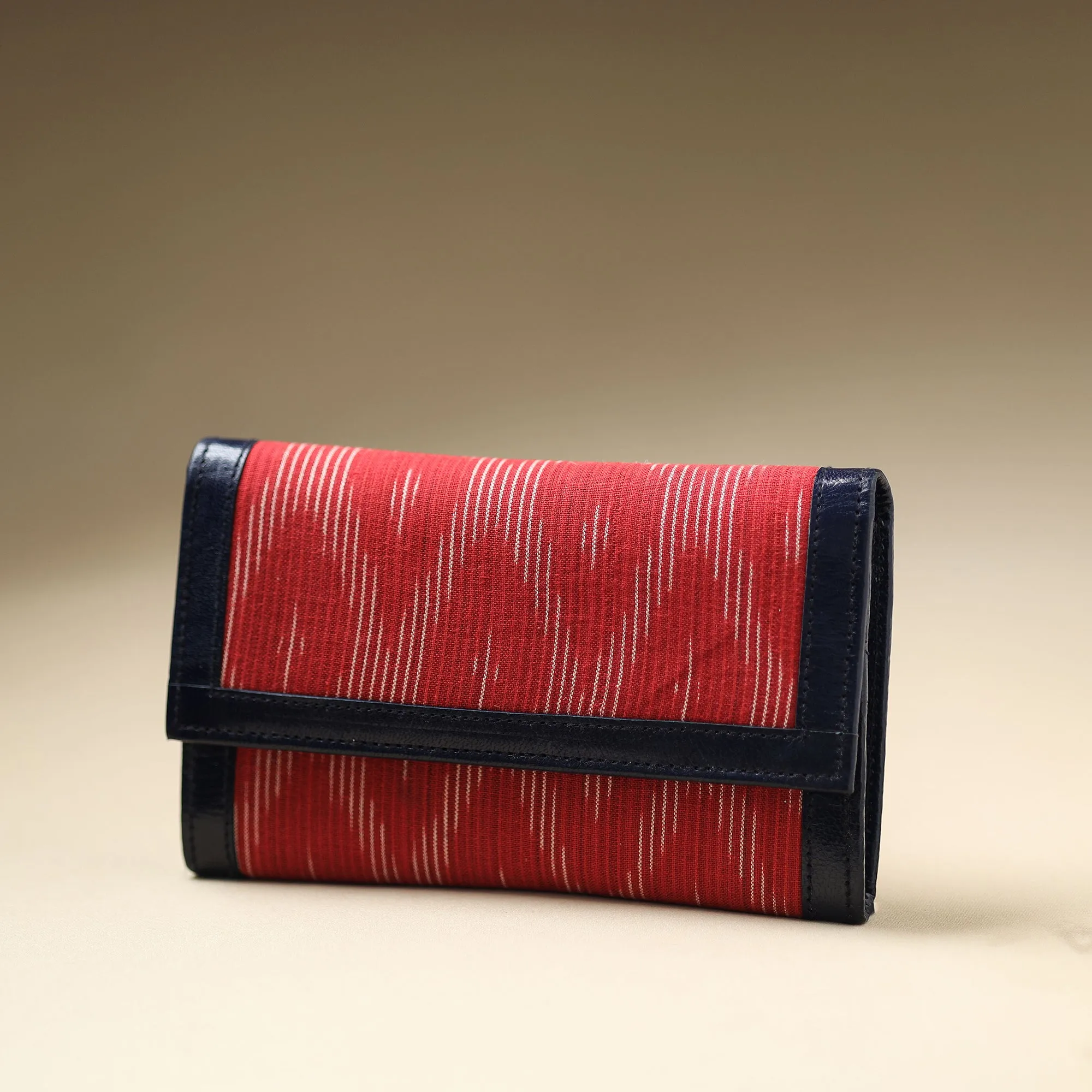 Red - Handcrafted Ikat Weave Leather Wallet