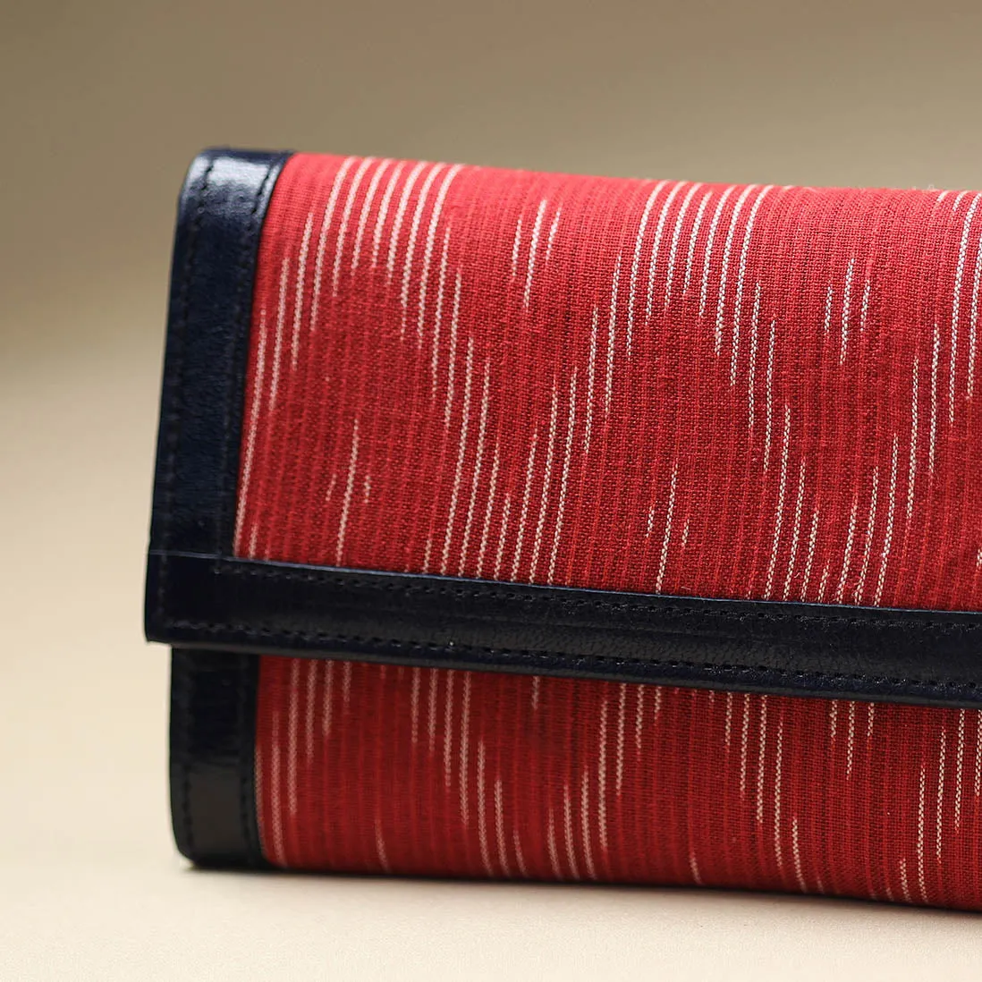 Red - Handcrafted Ikat Weave Leather Wallet