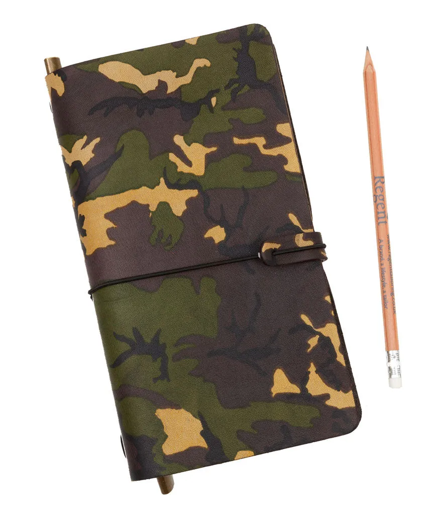 Regent - Traveller's Journal - Camouflage Notebook - Printed Leather