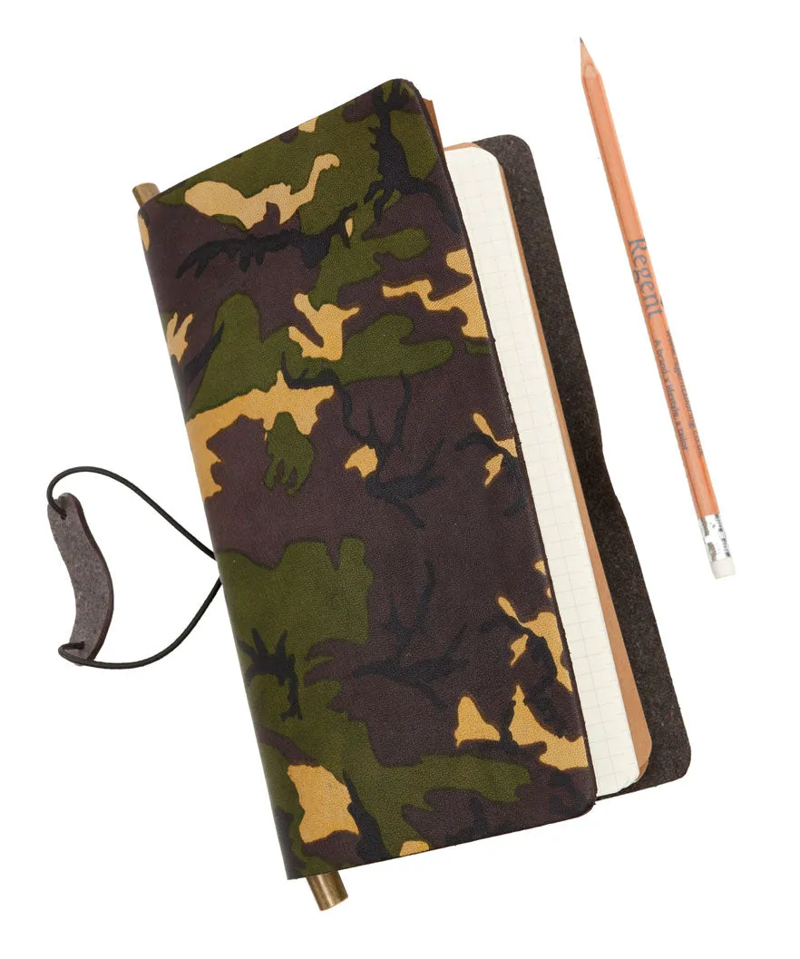 Regent - Traveller's Journal - Camouflage Notebook - Printed Leather