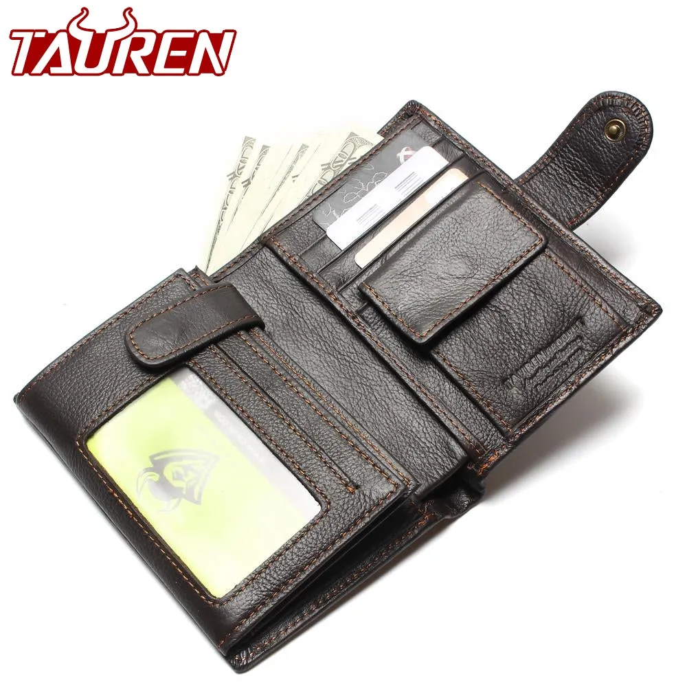 Retro Practical Oil Waxing Leather Travel Wallet Cowhide Genuine Thickening Vintage Men Men's Purse Passport Wallets