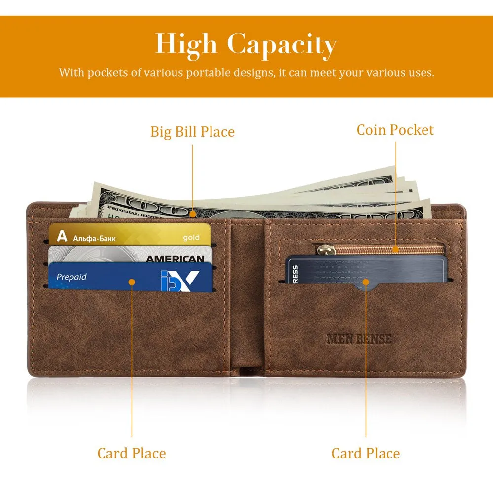 RFID Blocking Card Case with 6 Slots Leather Wallet for Men