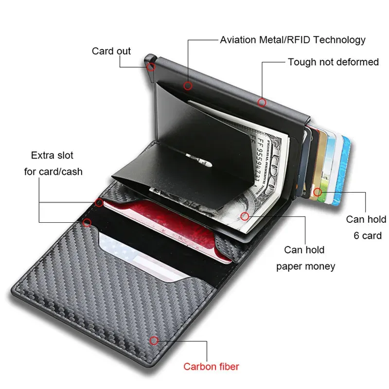 Sleek and Secure Carbon Fiber Slim Aluminium Wallet – YRFID-Blocking Men's Wallet Credit Card Holder!