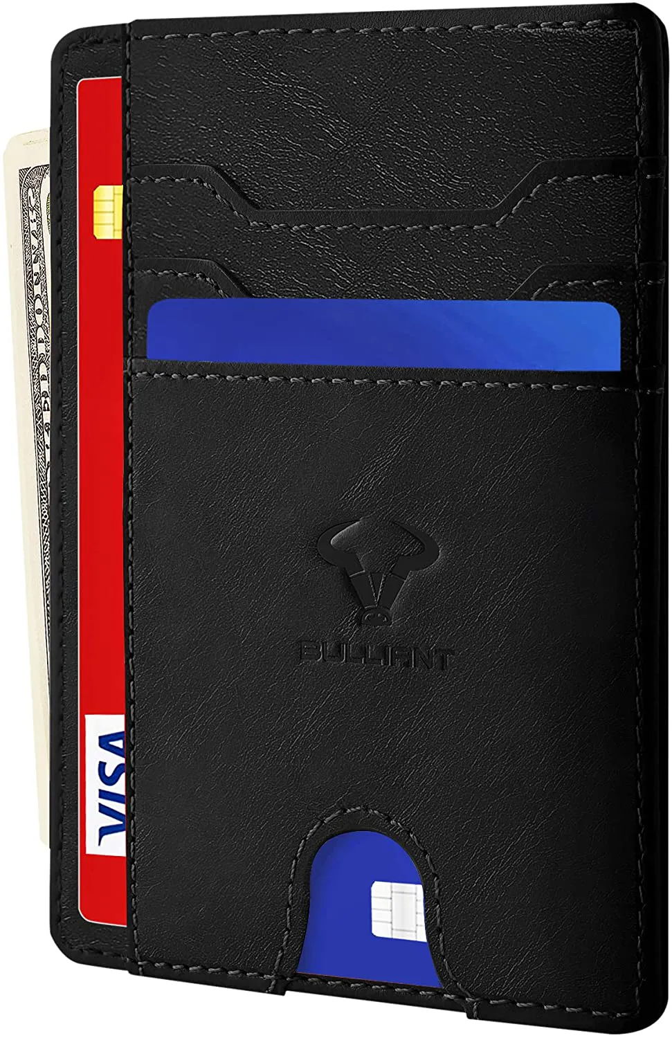 Slim Wallet,BULLIANT Skinny Minimal Thin Front Pocket Wallet Card Holder For Men 7Cards 3.15"x4.5",Gift-Boxed