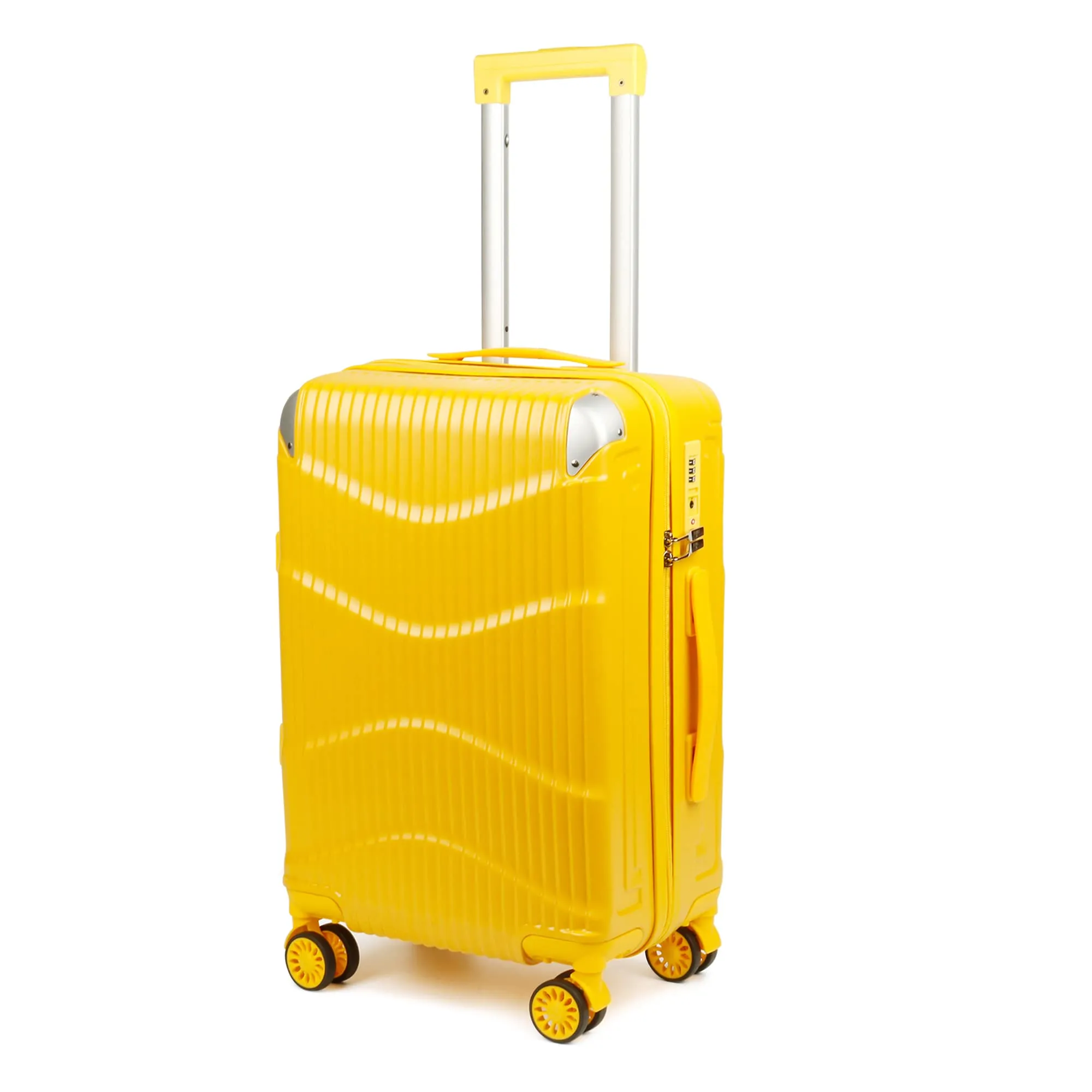 THE CLOWNFISH Ballard Series Luggage Abs & Polycarbonate Exterior Suitcase Eight Wheel Trolley Bag With Spinner Wheels, With Tsa Lock- Yellow (Small Size, 55 Cm-22 Inch)