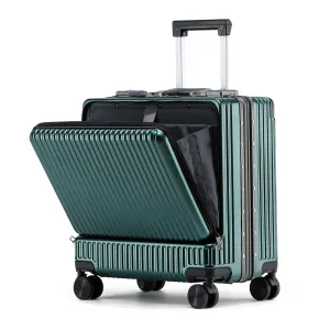 THE CLOWNFISH JetSetter Series Carry-On Luggage PolyCarbonate Hard Case Suitcase Eight Spinner Wheel 14 inch Laptop Trolley Bag with TSA Lock & USB Charging port- Dark Green (47 cm-18.5 inch)