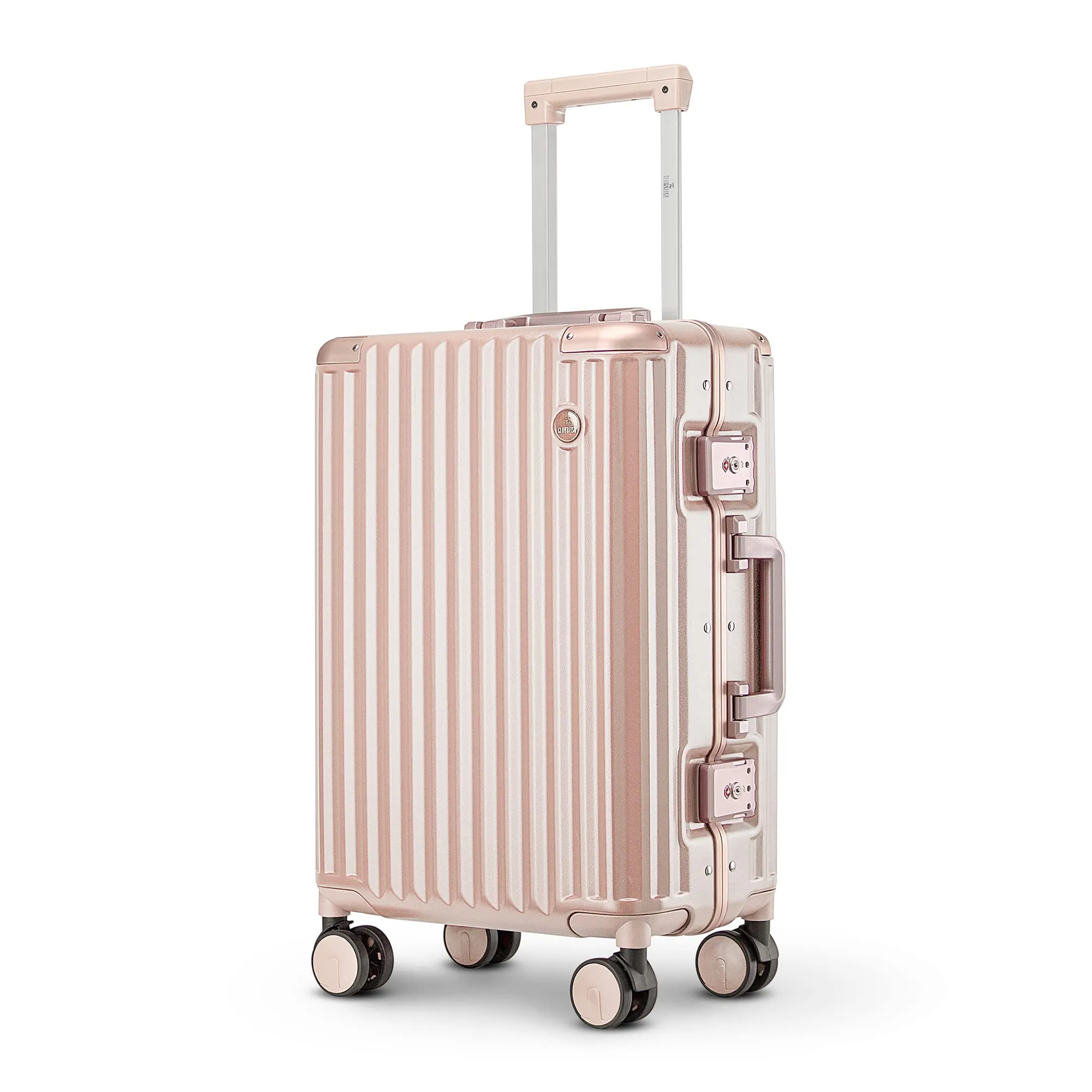 THE CLOWNFISH Stark Series Luggage PolyCarbonate Hard Case Suitcase Eight Wheel Trolley Bag with Double TSA Locks- Blush Pink (Medium size, 67 cm-26 inch)