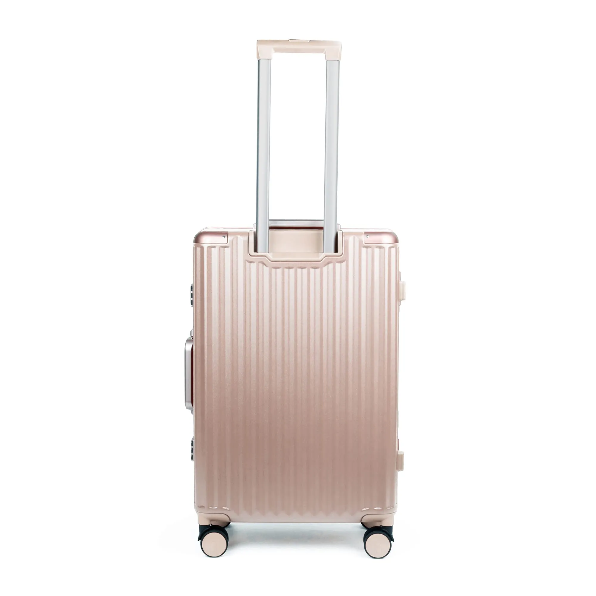 THE CLOWNFISH Stark Series Luggage PolyCarbonate Hard Case Suitcase Eight Wheel Trolley Bag with Double TSA Locks- Blush Pink (Medium size, 67 cm-26 inch)