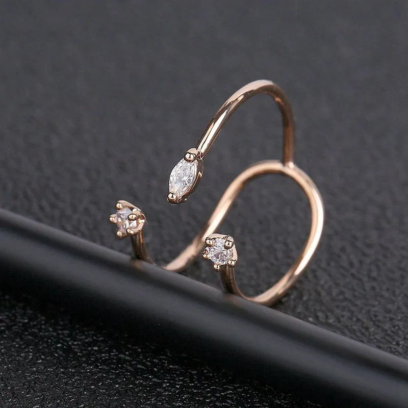 Unique Rose Gold Open CZ Party Ring