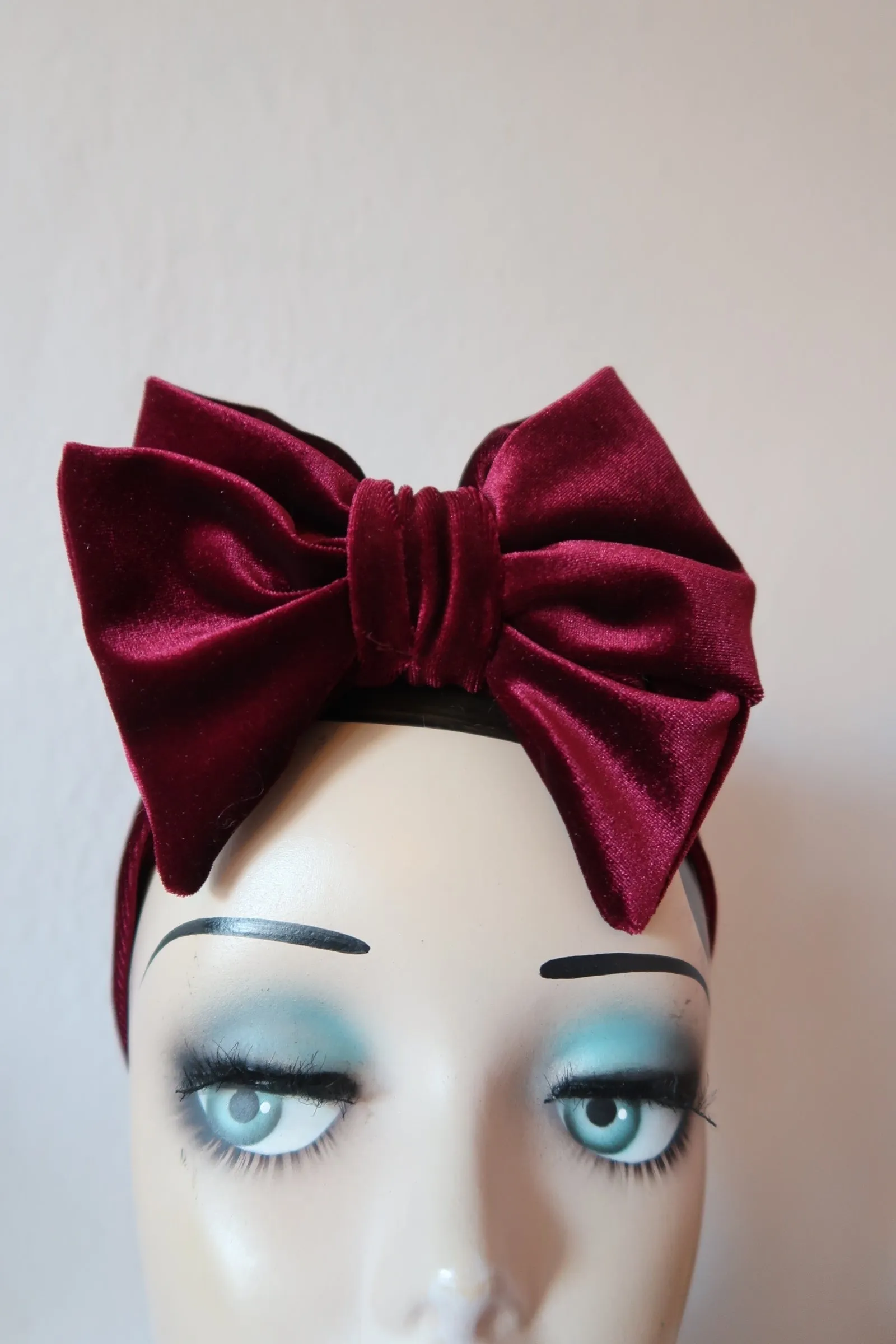 VELVET BOW KNOT 1940s Pre-tied Stretchy Headband with a choice of 4 colours (made to order)