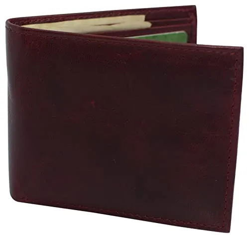 Wallets for Men Genuine Cowhide Leather RFID Blocking Bifold Wallet With 2 ID Windows