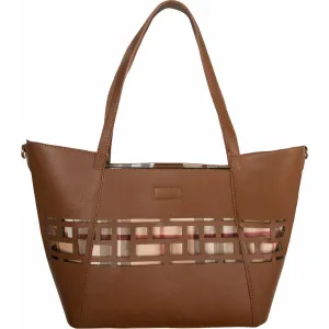 Walnut Wine 18" x 11" Laser Cut Plaid Tote