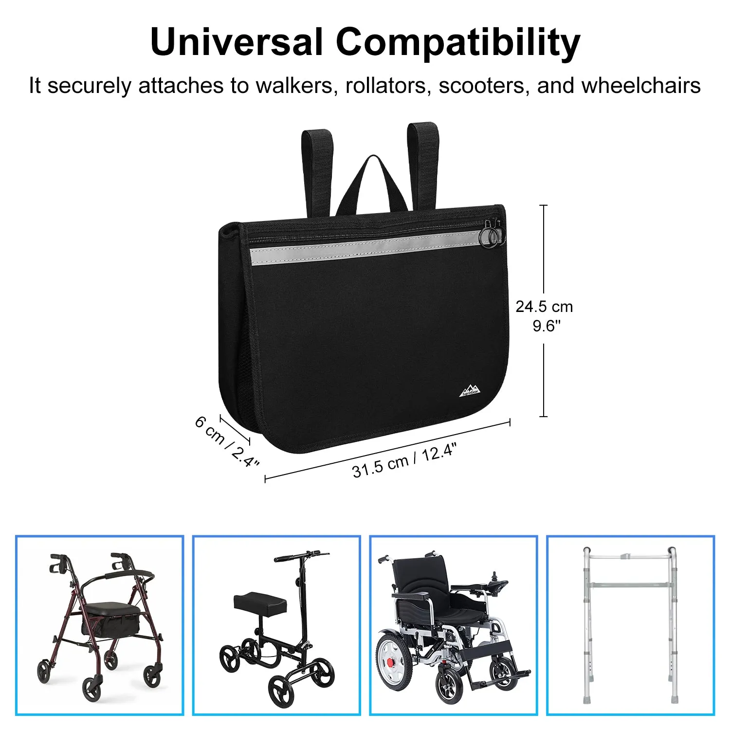 Wheelchair Side Bag for Rollator and Walkers