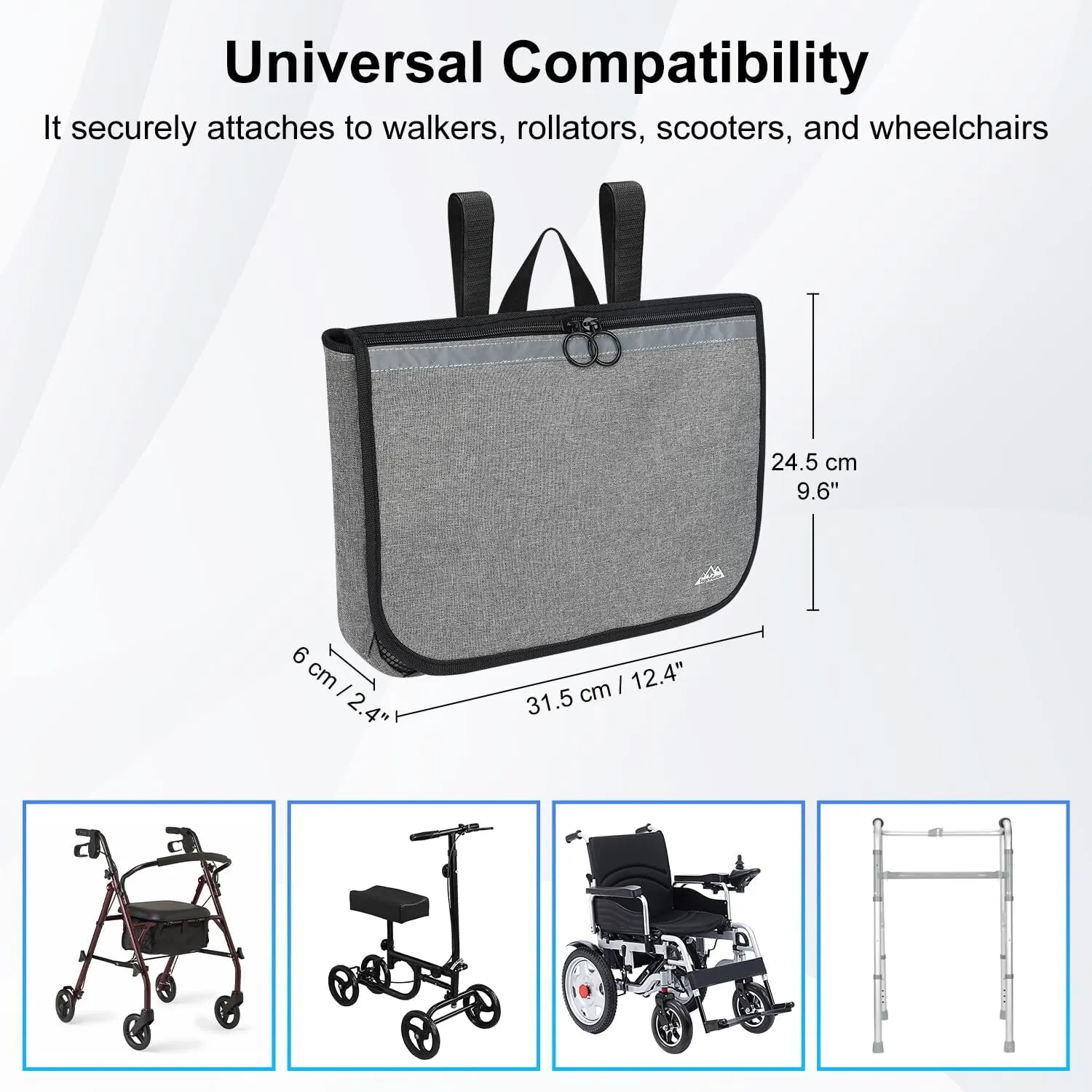 Wheelchair Side Bag for Rollator and Walkers