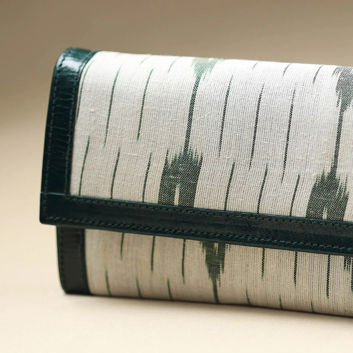 White - Handcrafted Ikat Weave Leather Wallet