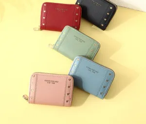 Women's Wallet Short Solid Color Card Holder Spring Women's High-end Zipper Coin Purse