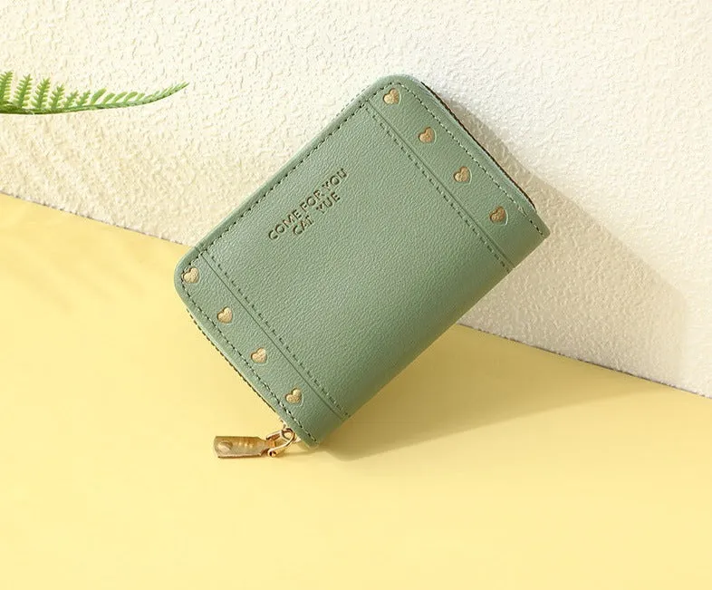 Women's Wallet Short Solid Color Card Holder Spring Women's High-end Zipper Coin Purse