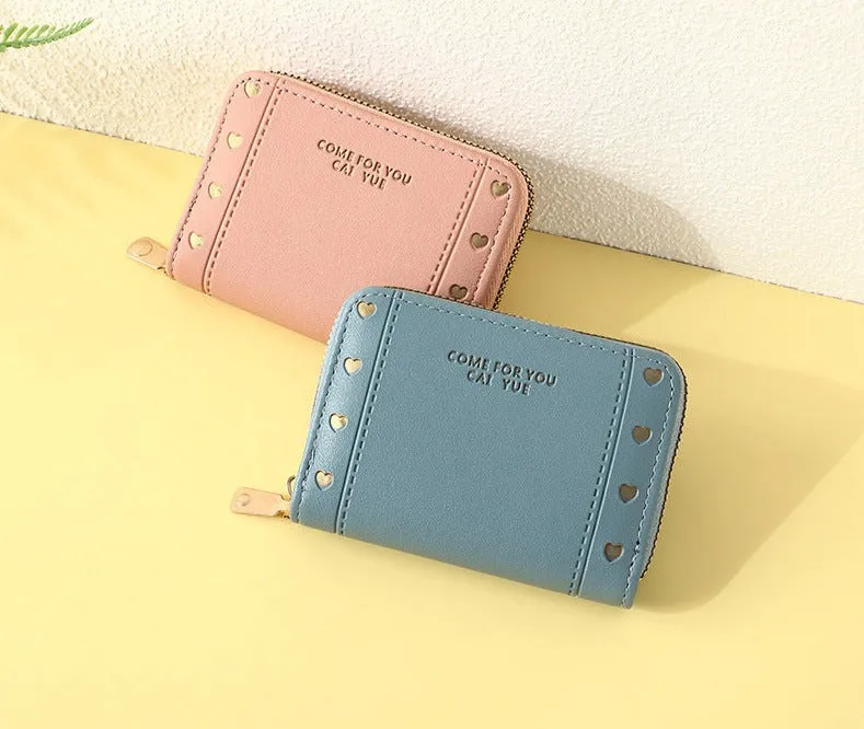 Women's Wallet Short Solid Color Card Holder Spring Women's High-end Zipper Coin Purse