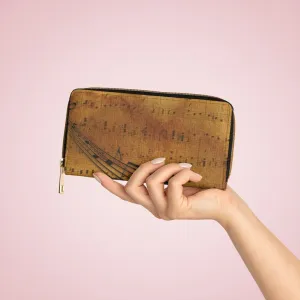 Wristlet Phone Wallet, Brown Sheet Music Style Purse