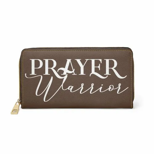 Wristlet Phone Wallet, Dark Brown and White Prayer Warrior Graphic Purse