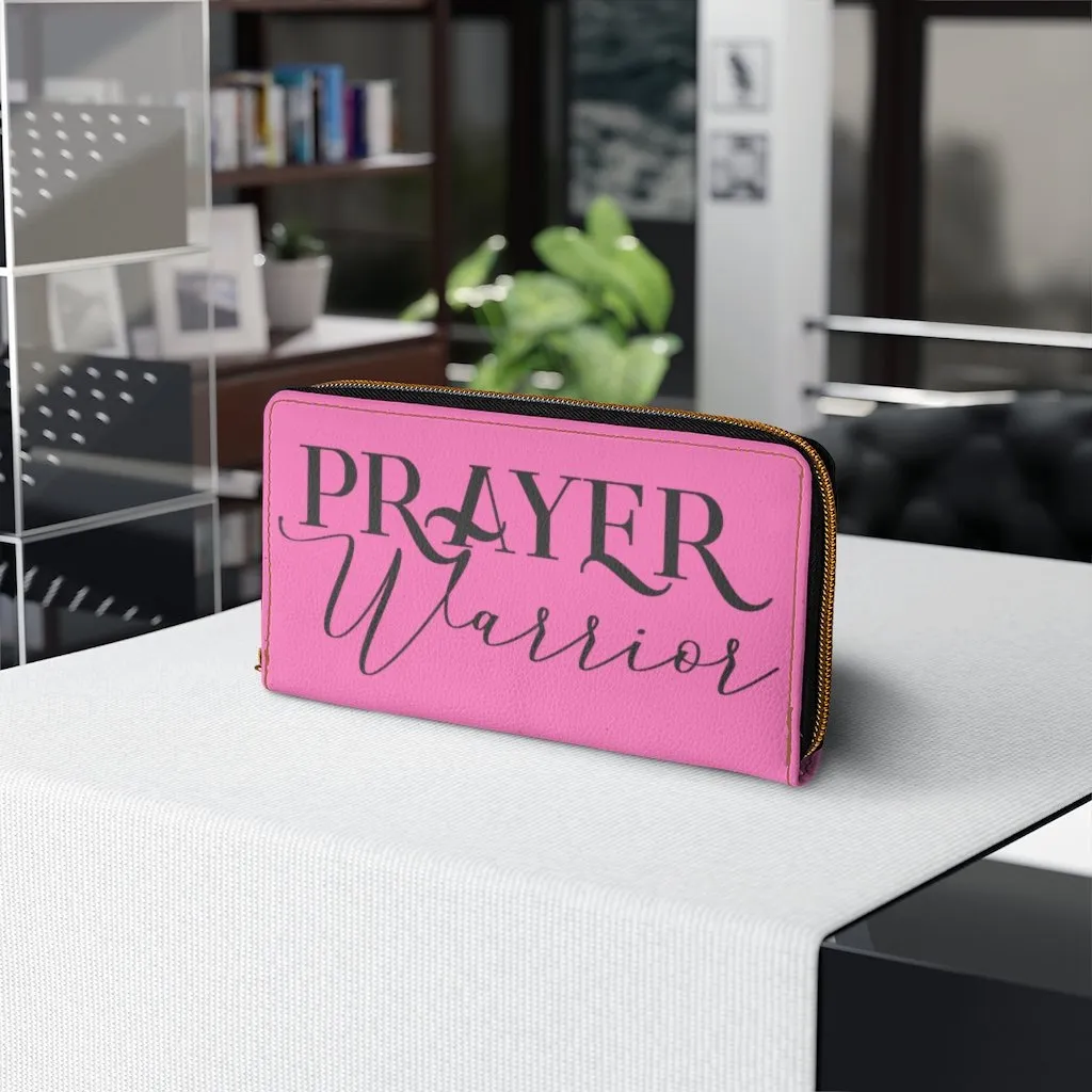 Wristlet Phone Wallet, Pink and Black Prayer Warrior Graphic Purse