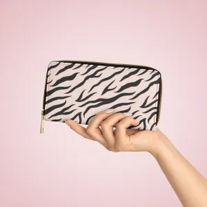 Wristlet Phone Wallet, Pink and Black Zebra Stripe Style Purse