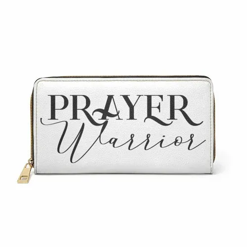 Wristlet Phone Wallet, White and Black Prayer Warrior Graphic Purse