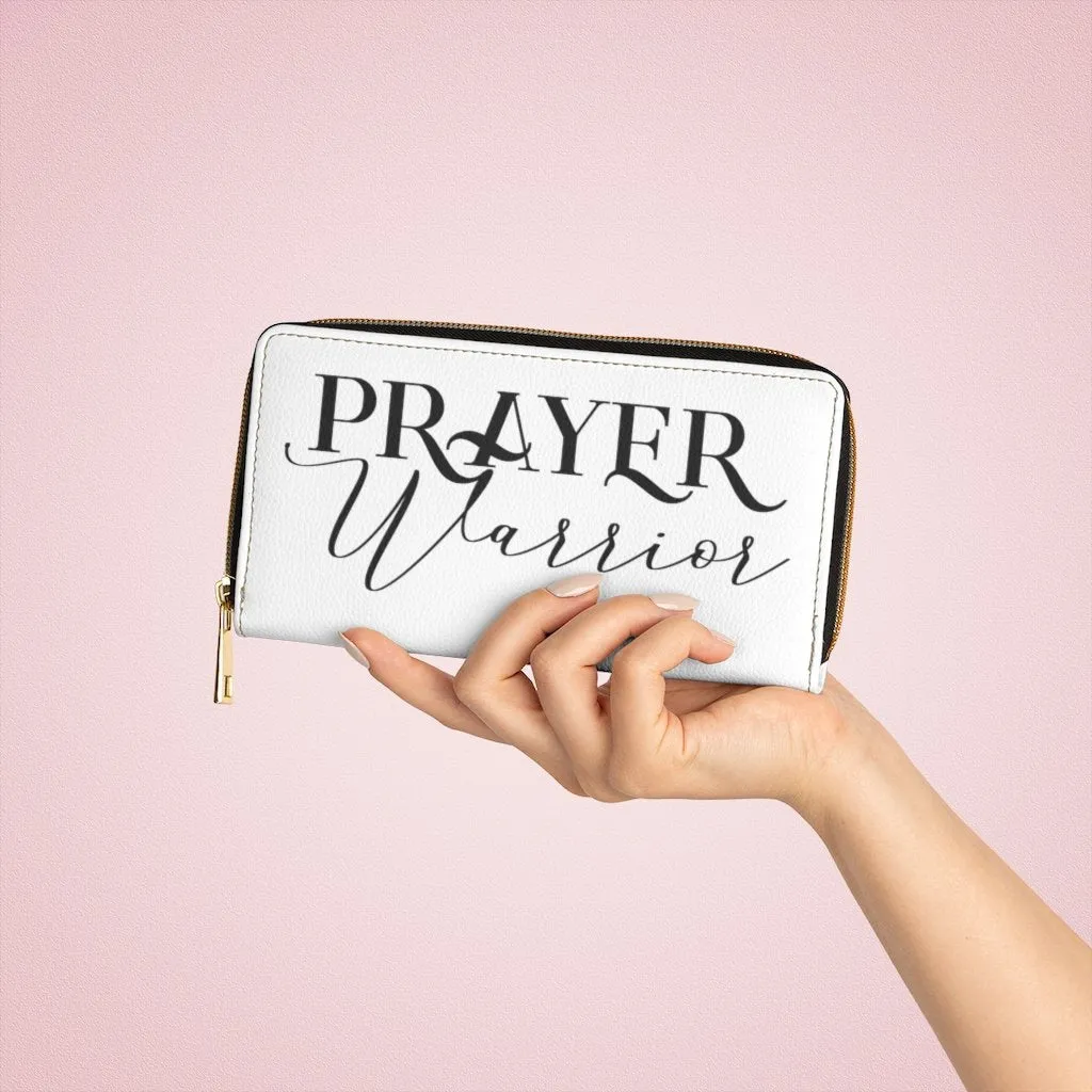 Wristlet Phone Wallet, White and Black Prayer Warrior Graphic Purse