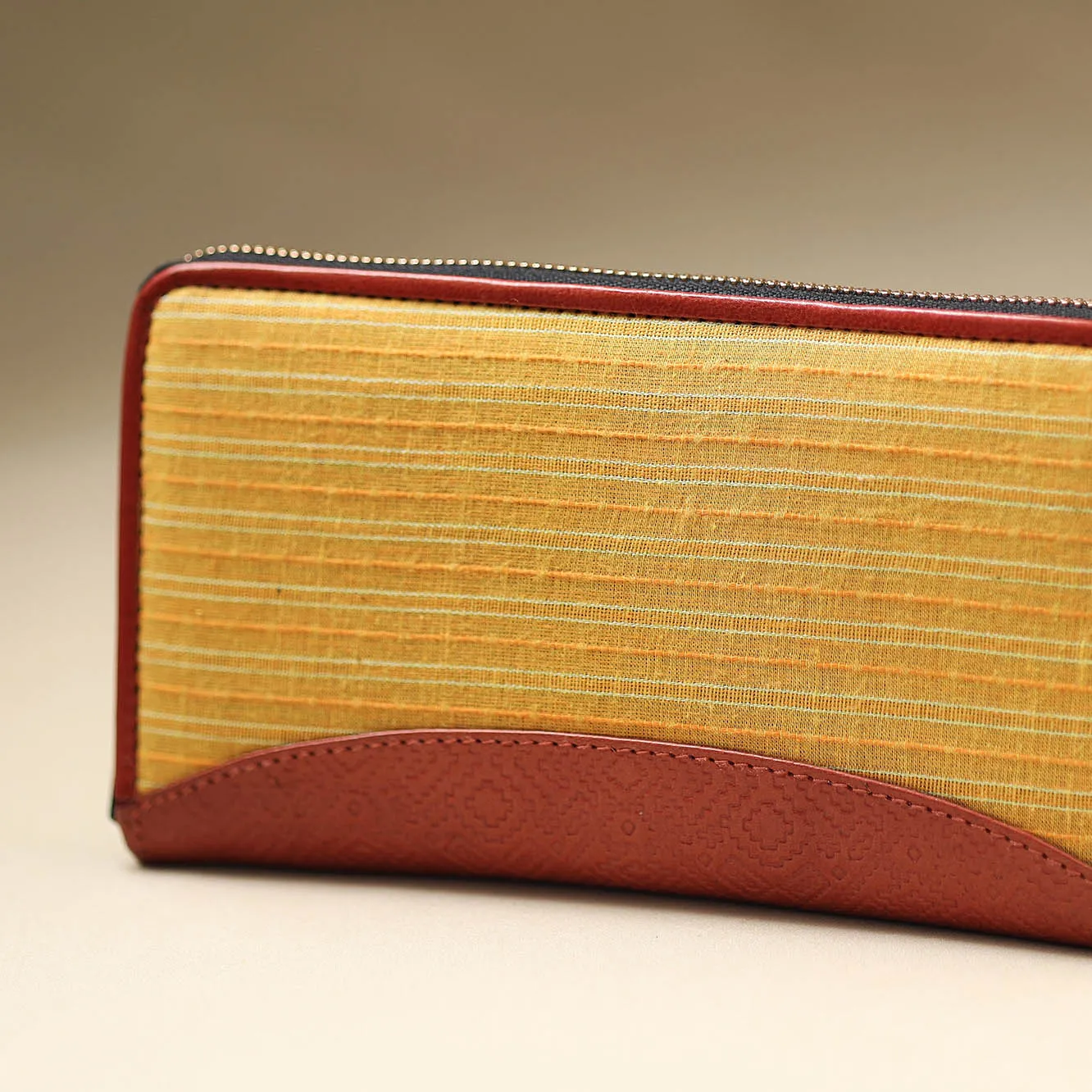 Yellow - Handcrafted Jacquard Weave Leather Wallet