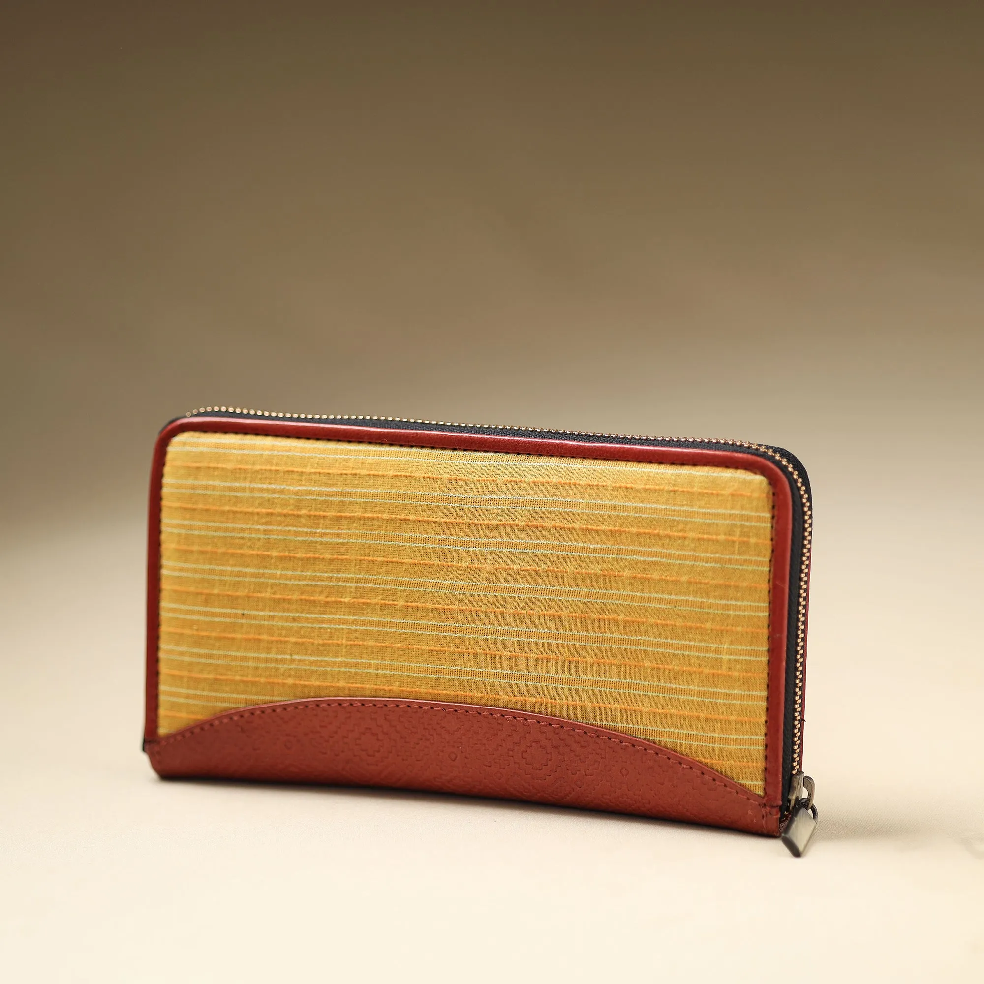 Yellow - Handcrafted Jacquard Weave Leather Wallet